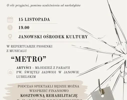 Spektakl „Szyba” w Janowie Lubelskim – charytatywny wieczór z musicalem „Metro”